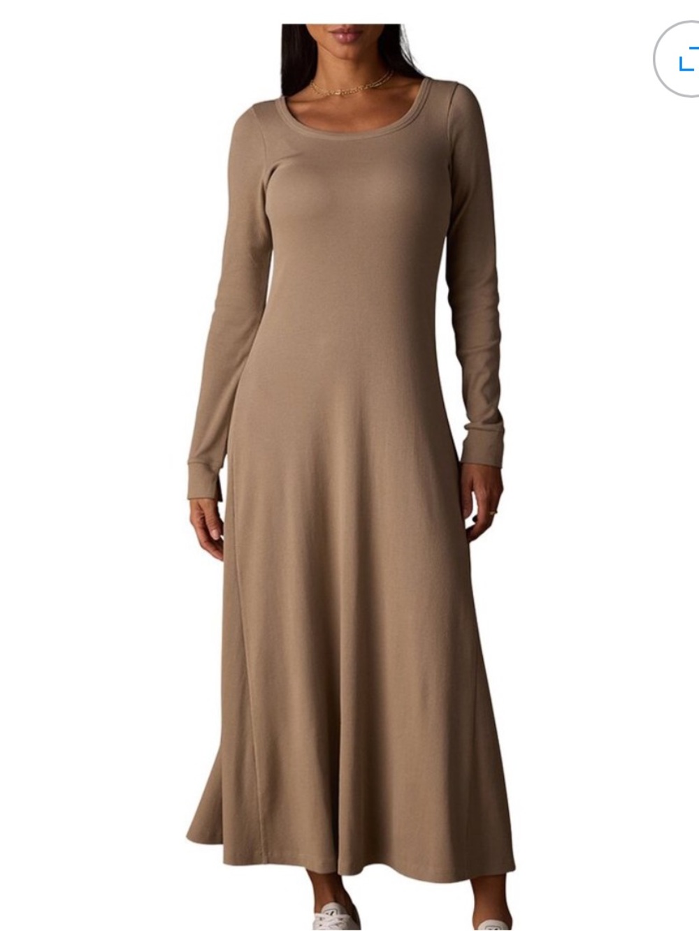 The Normal Brand Taupe Long Sleeve Maxi Dress